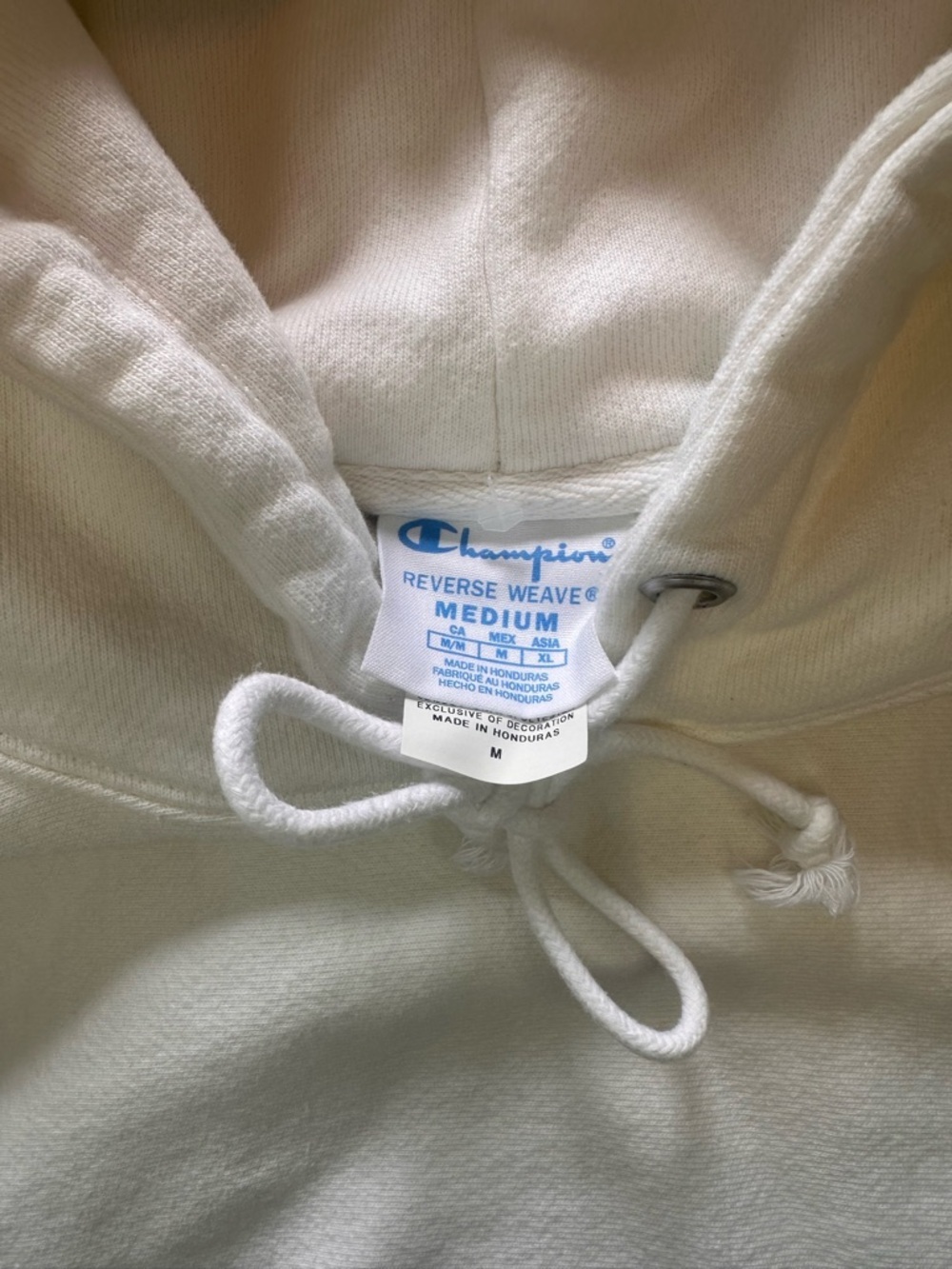 Champion Pure White Cropped Hooded Sweatshirt with Embroidered Logo - Picture 2 of 3
